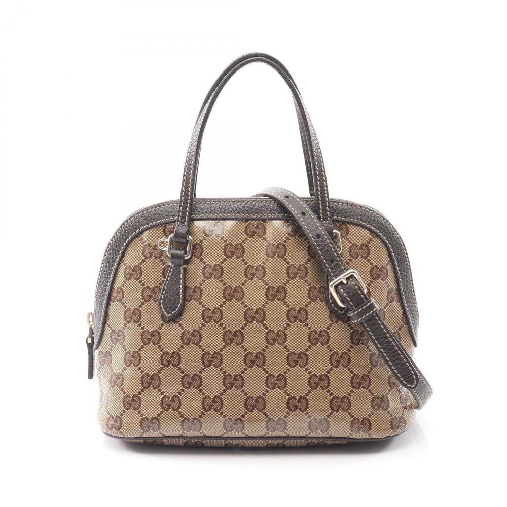 Gucci Handbag canvas leather beige brown